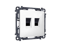 Комплект механизма компьютерной двойной розетки RJ-45 с автоматической защитной шторкой, белый глянец, MA112110  Ambrella Volt