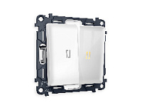 Комплект механизма 2-кл проходного выключателя с подсветкой 3200K мягкий теплый свет, белый глянец, MA104030 Ambrella Volt, двухклавишный