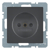 Дизайнерская розетка без заземления, со шторками, антрацитовый, бархатный лак, 6167336086 Berker, серии Q.1/Q.3/Q.7