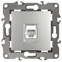Дизайнерская розетка телефонная RJ-11, алюминий, Б0014713 Эра, серия 12