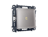 Комплект механизма 1-кл выключателя с подсветкой 3200K мягкий теплый свет, сталь матовый, MA502010 Ambrella Volt, одноклавишный