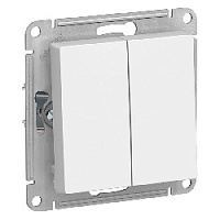 Дизайнерский выключатель, белый, ATN000151 Schneider Electric, двухклавишный, серия Atlas Design