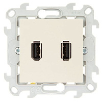 Дизайнерская розетка 2хUSB, слоновая кость, 2411090-031 Simon, серия 24 Harmonie