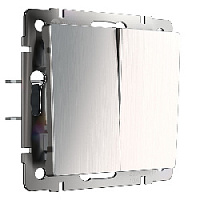 Дизайнерский выключатель, глянцевый никель, W1120002 Werkel, двухклавишный