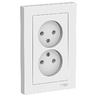 Дизайнерская двойная розетка без заземления, белый, ATN000120 Schneider Electric, серия Atlas Design