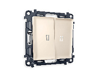 Комплект механизма 2-кл выключателя с подсветкой 5600K нейтральный белый свет, бежевый матовый, MA324015 Ambrella Volt, двухклавишный