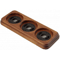 Рамка с пластиковой вставкой 3 местная, орех лакированный, квадрат, P320-ОЛ ФД КерамикЪ