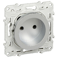 Дизайнерская розетка без заземления, со шторками и винт. клеммами, алюминий, S53R033 Schneider Electric, серия Odace
