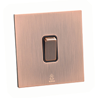Дизайнерский выключатель Aura Медь браш, BAC1KXB Bonze одноклавишный перекрестный