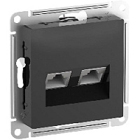 Дизайнерская розетка компьютерная RJ-45 кат. 6, двойная, карбон, ATN001088 Schneider Electric, серия Atlas Design