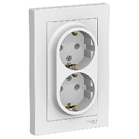 Дизайнерская двойная розетка с заземлением, белый, ATN000124 Schneider Electric, серия Atlas Design
