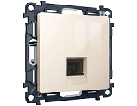 Комплект механизма компьютерной розетки RJ-45 экранированной с автоматической защитной шторкой, бежевый глянец, MA312005 Ambrella Volt