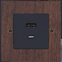 Дизайнерская розетка USB Type-C, коричневый, SWBY3CC12 Salvador