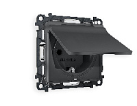 Комплект механизма электрической розетки с/з c шторками и крышкой, графит мягкое касание, MA908010 Ambrella Volt