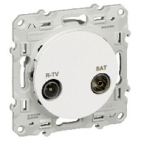 Дизайнерская розетка R/TV-SAT проходная, белый, S52R456 Schneider Electric, серия Odace