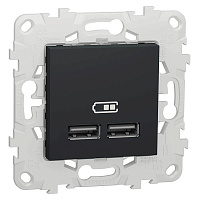 Дизайнерская розетка USB двойная, антрацит, NU541854 Schneider Electric, серия Unica New