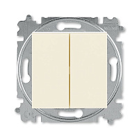 Дизайнерский выключатель кнопочный, слоновая кость / белый, 2CHH598745A6017, ABB, двухклавишный, серия Levit