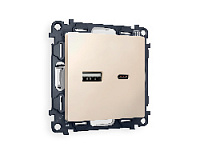 Комплект механизма розетки 2USB A+C 20W (быстрая зарядка) , бежевый матовый, MA331010 Ambrella Volt