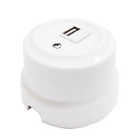 Ретро розетка USB, белый, 32210 Lindas
