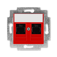 Дизайнерская розетка компьютерная 2хRJ-45 кат. 5е, красный, 2CHH295118A6065 ABB, серия Levit