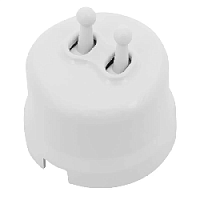 Кнопка тумблерная, звонковая, двойная, пластик, белый, JRE.PT52.PG00 Jantera