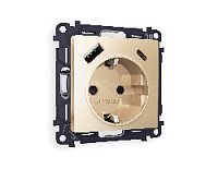 Комплект механизма электрической розетки 2USB A+C 20W (быстрая зарядка) с/з, шампань, MA610010 Ambrella Volt