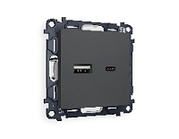 Комплект механизма розетки 2USB A+C 20W (быстрая зарядка) , графит мягкое касание, MA911010 Ambrella Volt