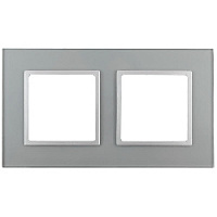 Дизайнерская рамка 2 местная, алюминий, Б0034490 Эра, серия Elegance