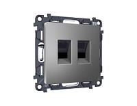 Комплект механизма компьютерной двойной розетки RJ-45 с автоматической защитной шторкой, антрацитовый, MA662110 Ambrella Volt