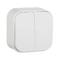 Дизайнерский выключатель, белый, 782202 Legrand, двухклавишный, серия Quteo