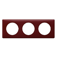 Дизайнерская рамка 3 местная, перкаль бордо, 066753 Legrand, серия Celiane