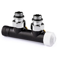 Дизайнерский клапан угловой для радиаторов для 2-х трубной системы отопления, справа, Tondera 1/2" черный матовый 0684-1500VCES S.R.Rubinetterie