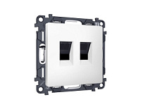 Комплект механизма компьютерной двойной розетки RJ-45 с автоматической защитной шторкой, белый матовый, MA132110 Ambrella Volt