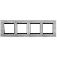 Дизайнерская рамка 4 местная, сталь, металл, Б0034563 Эра, серия Elegance