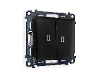 Комплект механизма 2-кл проходного выключателя с подсветкой 3200K мягкий теплый свет, черный матовый, MA804030 Ambrella Volt, двухклавишный