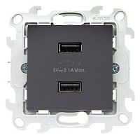 Дизайнерская розетка 2хUSB, графит, 2411096-038 Simon, серия 24 Harmonie