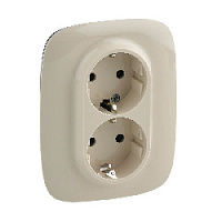 Дизайнерская двойная с заземлением и шторками, безвинт.зажим, слоновая кость, 753826 Legrand, серия Valena Allure