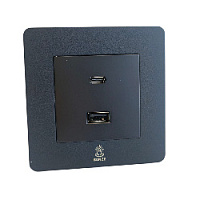 Дизайнерская розетка USB A + USB C Vega Черный песок, BVBUSBTC Bonze