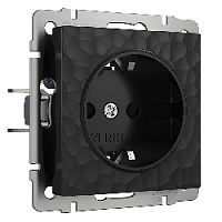 Дизайнерская розетка с заземлением, черный, W1271008 Werkel, серия Hammer