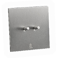 Дизайнерский выключатель Aura Никель браш, BAN2KTC Bonze двухклавишный