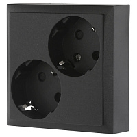 Дизайнерская розетка двойная с заземлением и шторками, черный бархат, 863508-1 LK Studio, серия LK60