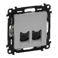 Дизайнерская розетка компьютерная 2хRJ-45 кат. 5е, алюминий, 753641 Legrand, серия Valena Life