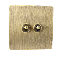 Дизайнерский выключатель Vega Бронза браш, BVBR2KTA Bonze двухклавишный