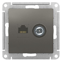 Дизайнерская розетка TV + RJ-45 кат. 5e, сталь, ATN000989 Schneider Electric, серия Atlas Design