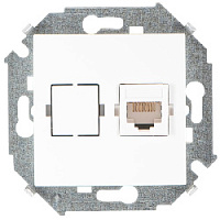 Дизайнерская розетка компьютерная RJ-45 кат. 5е и заглушка, белый, 1591598-030 Simon, серия 15