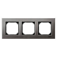 Дизайнерская рамка 3 местная, серый родий, металл, MTN403314 Schneider Electric, серия Merten System M-Elegance