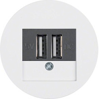 Розетка USB двойная, для зарядки, 1,4 А, вставка антрацит , полярная белизна, 10382089 + 260205 Berker