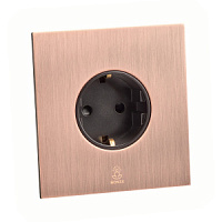 Дизайнерская розетка с/з и шторками электрическая Aura Медь браш, BAC1SS Bonze
