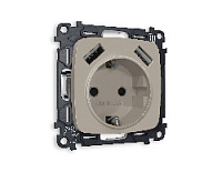 Комплект механизма электрической розетки 2USB A+A 18W (быстрая зарядка) с/з, серо-бежевый матовый, MO369010 Ambrella Volt