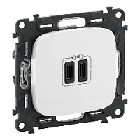 Дизайнерская розетка USB разъем C+C двойная, белый, 755345 Legrand, серия Valena Allure